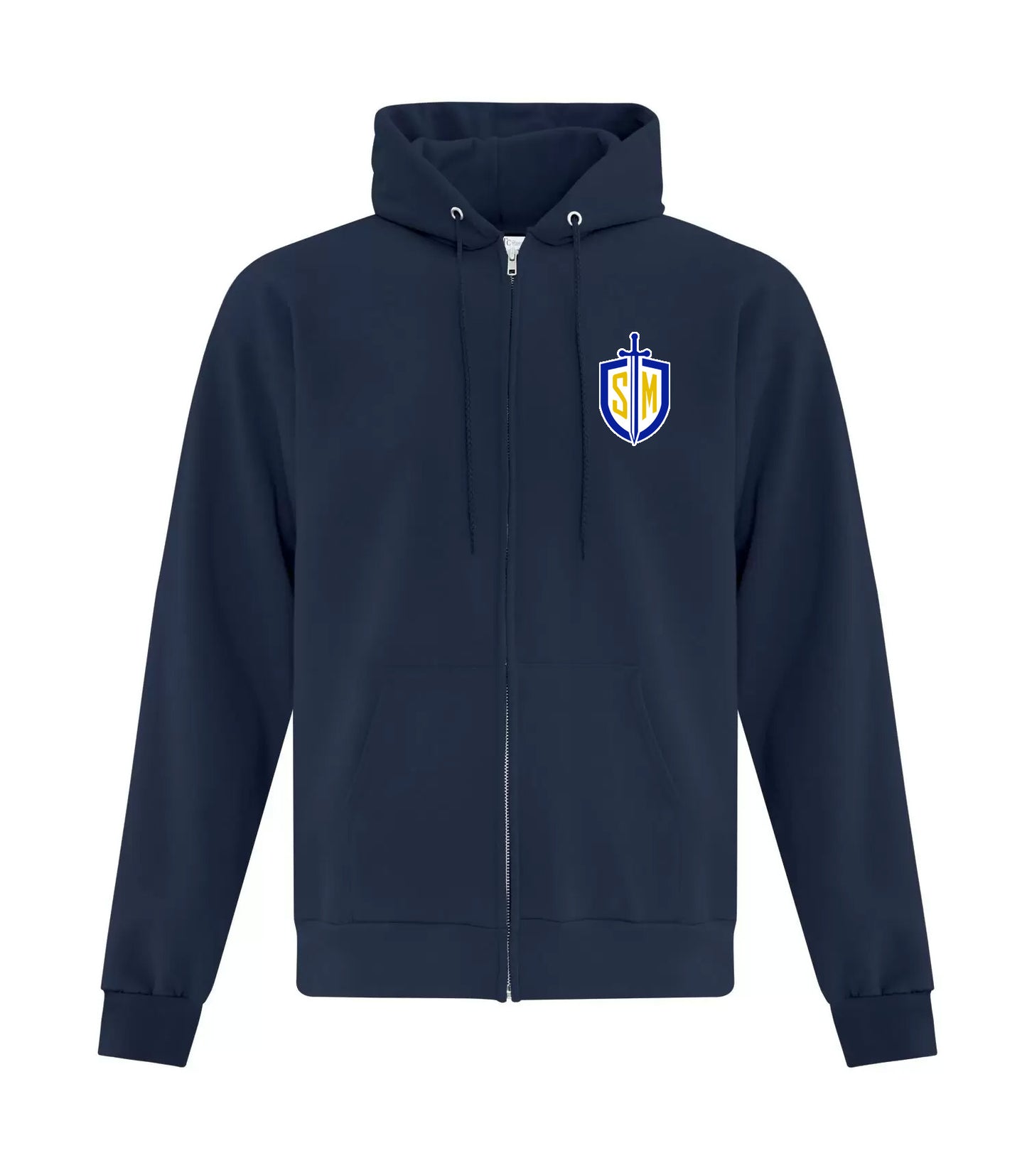 EVERYDAY COTTON FULL ZIP HOODIE - ST.M | nvy/col (embroidered crest)